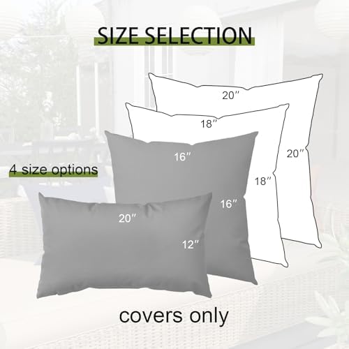 Metliv 20x20 Inch Outdoor Pillow Covers Set of 2 Gray