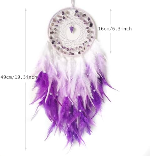 Purple Dream Catcher Wall Decor with Crystal Pendant