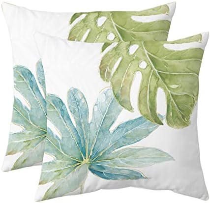 Tritard Green Tropical Leaf Pillow Covers Set of 2