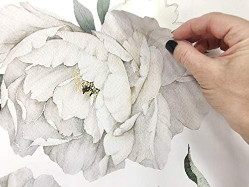 Peony Watercolor Wall Decals - Black and White Design