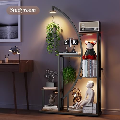 61 Inch Tall Metal Plant Stand with Adjustable Grow Lights