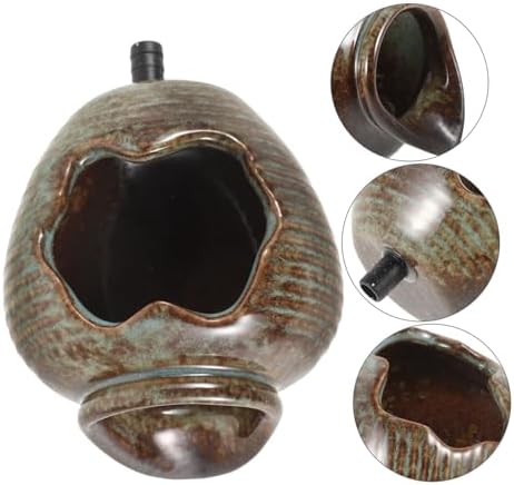 Happyyami Small Ceramic Jar Waterfall Fountain for Garden