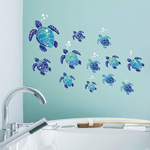 12 Pcs 3D Sea Turtle Wall Decals for Bathroom and Home