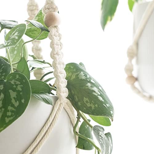 Dahey Macrame Plant Hanger with Wood Beads 35 Inch Set of 2