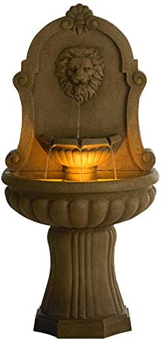 Royal Savanna Lion 58 High Faux Stone Floor Fountain with Light