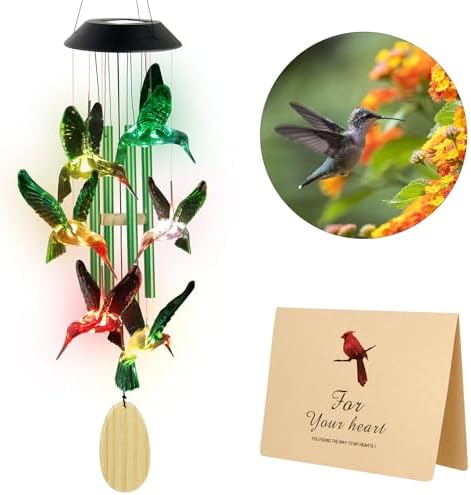 Hummingbird Solar Wind Chimes for Outdoor Decor