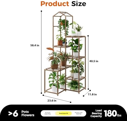 Bamworld Roof-Shaped Plant Stand with Grow Lights