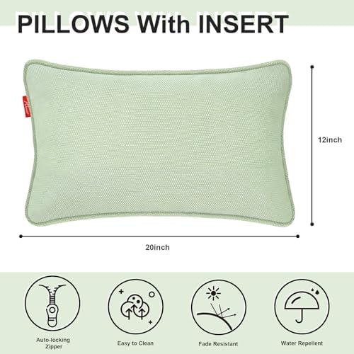 Pcinfuns Light Green 20x12 Inch Lumbar Pillows 2 Pack