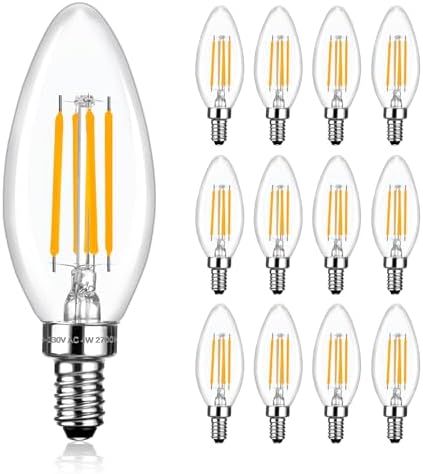 Dimmable E12 LED Bulb Candelabra 40Watt Equivalent 2700K Warm White 12 Pack