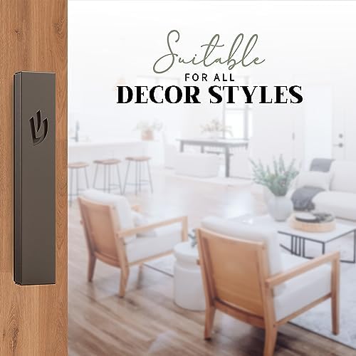 SURI Classic Mezuzah Door Mount - 5 Inch Dark Gray Nirosta Self Stick