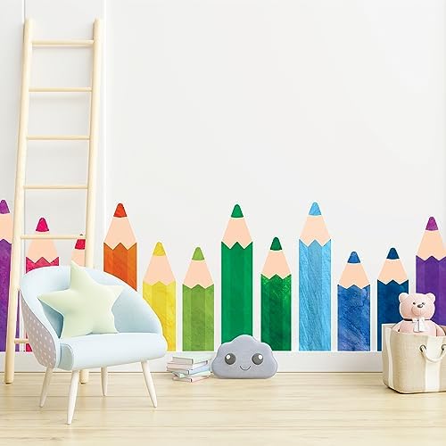 Whaline 8 Sheet Colorful Pencil Wall Decals