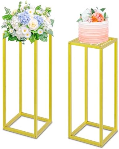 Gold Cylinder Stands for Party 2pcs Wedding Display