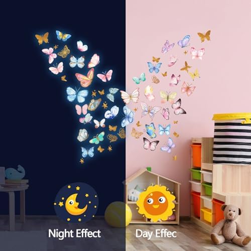 Glow in the Dark Butterfly Wall Decals Set