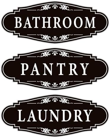 3PCS Weatherproof Bathroom Door Signs Sticker Decals