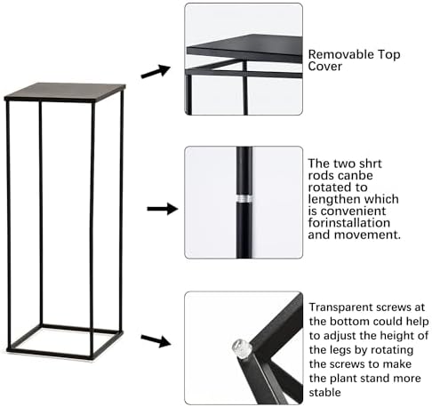 VINCIGANT 3PCS Black Metal Plant Stand Set
