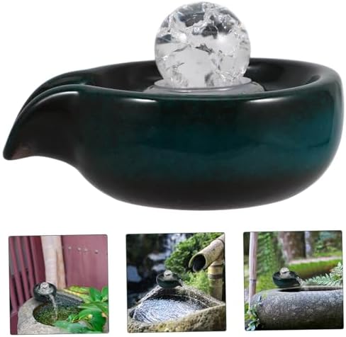Zerodeko Ceramic Waterfall Fountain with Peacock Ball Decor