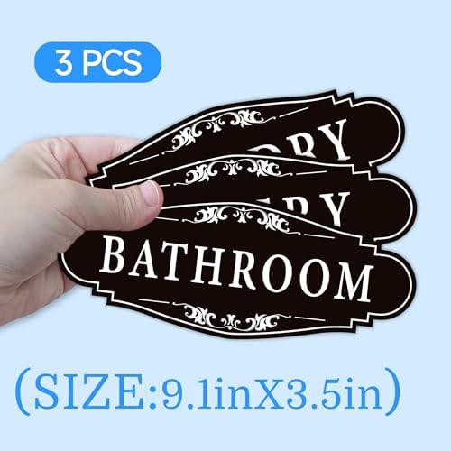 3PCS Weatherproof Bathroom Door Signs Sticker Decals