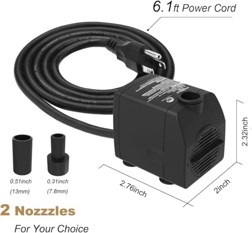 Ultra Quiet Submersible Water Pump with Dry Burn Protection 160GPH