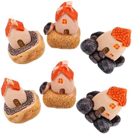 GLEAVI 6pcs Miniature House for Garden Decor