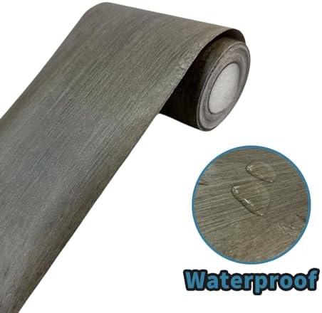 YESUS 10M Gray Oak Wood Grain Wallpaper Border