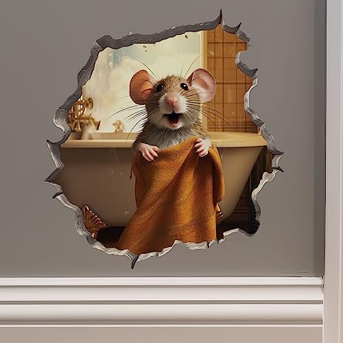 Bathroom Towel Mouse Wall Decal - Fun 3D Wall Sticker