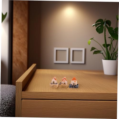3pcs Miniature Resin House Decor for Terrarium and Garden