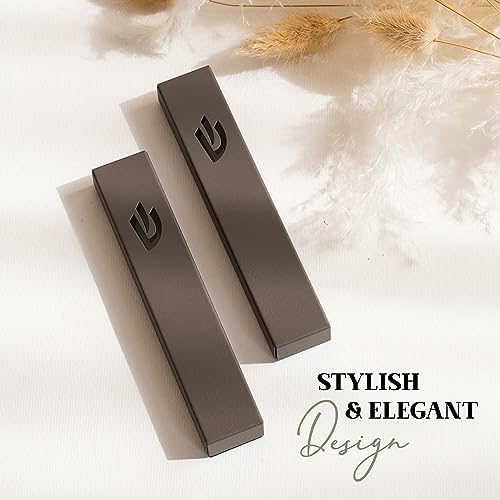 SURI Classic Mezuzah Door Mount - 5 Inch Dark Gray Nirosta Self Stick