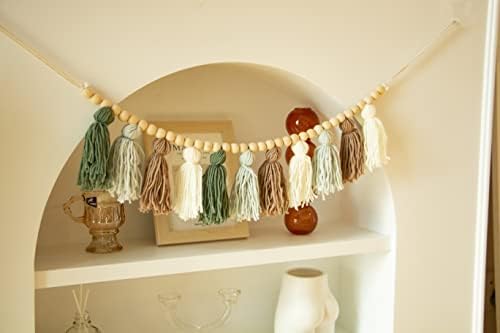 Decocove Tassel Garland - Olive Green 36 Inch Boho Wall Decor