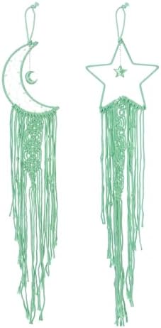Uxcell 2 Pcs Star Moon Dreamcatcher Handmade Wall Hanging