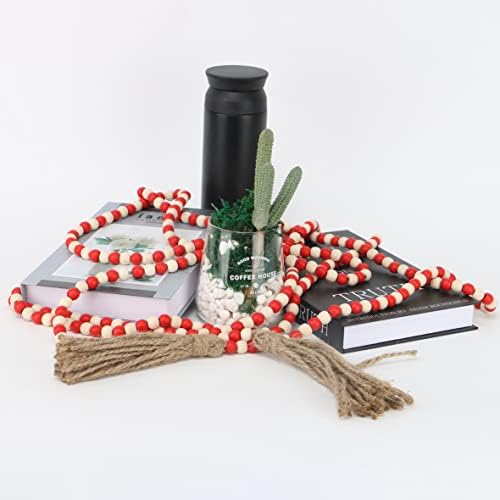 16 Feet Wood Beads Garland with Tassels