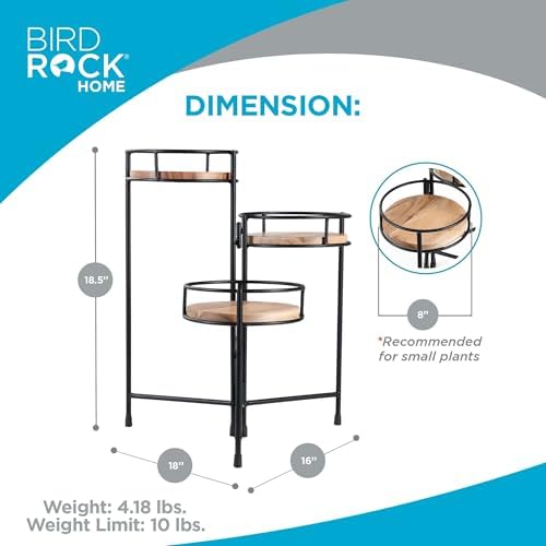 BIRDROCK HOME 3-Tier Plant Stand with Rubber Feet