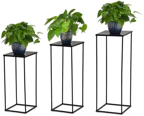 VINCIGANT 3PCS Black Metal Plant Stand Set
