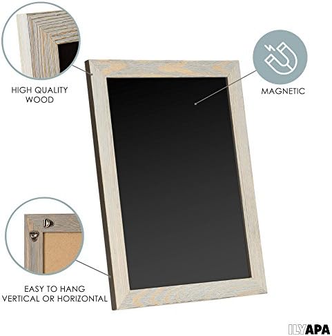 Ilyapa Rustic Wooden Chalkboard Sign 12x16 Inch Graywash Magnetic Wall Hanging