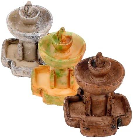 3pcs Miniature Resin Fountain Decor for Garden and Home