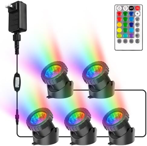 RGB Pond Lights with Timer and Remote Control Set of 5