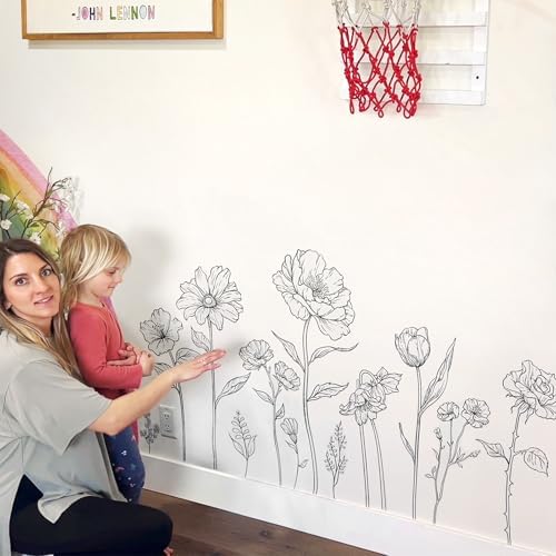 Supzone Large Black Boho Flower Wall Decals 3 Sheets 1