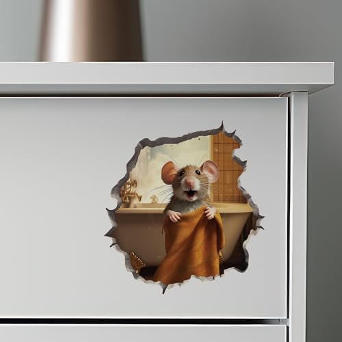 Bathroom Towel Mouse Wall Decal - Fun 3D Wall Sticker