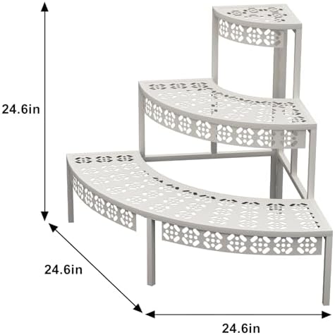 3 Tier Plant Stand with Corner Design and Metal Frame
