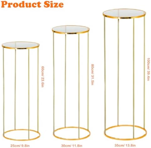3pcs Gold Cylinder Pedestal Stand for Party Decor