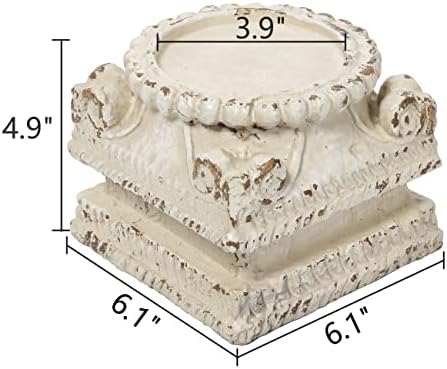 SOFE Distressed White Column Pedestal Stand for Decor