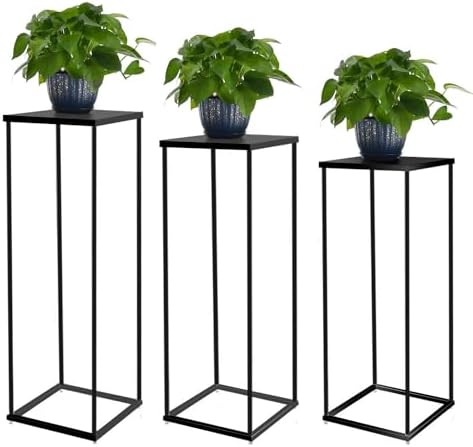 VINCIGANT 3PCS Black Metal Plant Stand Set