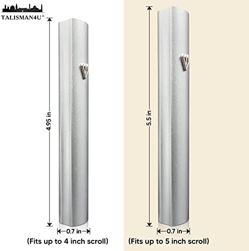 Talisman4u Silver Aluminum Mezuzah with Scroll 3D Metal Design
