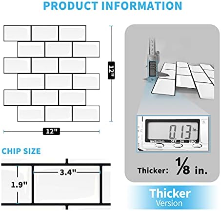 Art3d Peel and Stick Backsplash Kitchen White Subway 10 Tiles Thicker Design