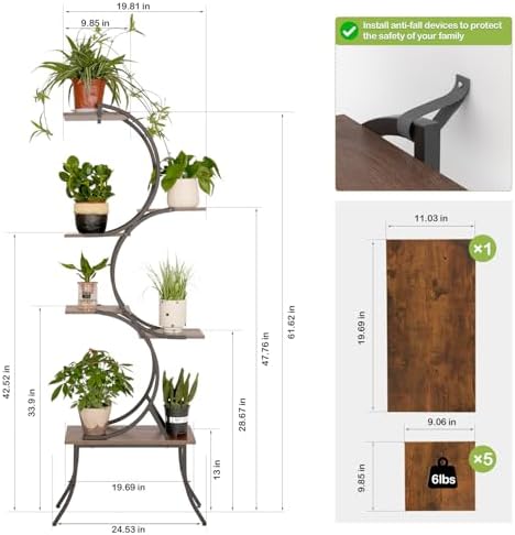 Tall 6-Tier Plant Stand with LED Grow Lights