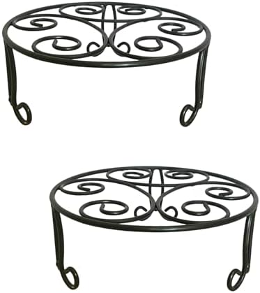 2 Pack 13 Inch Diameter Metal Plant Stands Heavy Duty Black