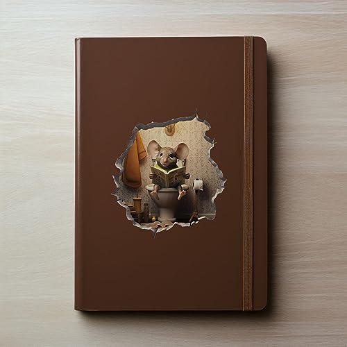 Mouse Sitting on Toilet Decal - 3D Funny Wall Sticker