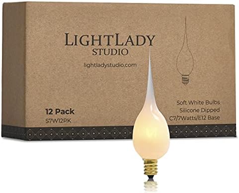 Silicone Candle Bulbs with White Flame Design 7W 12-Pack