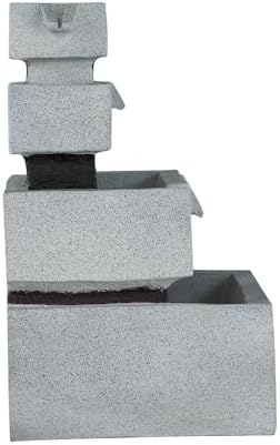 Modern 4 Tier Block Fountain with LED Light