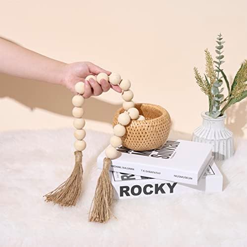 OMISHE 40 Inch Wood Bead Garland with Tassels