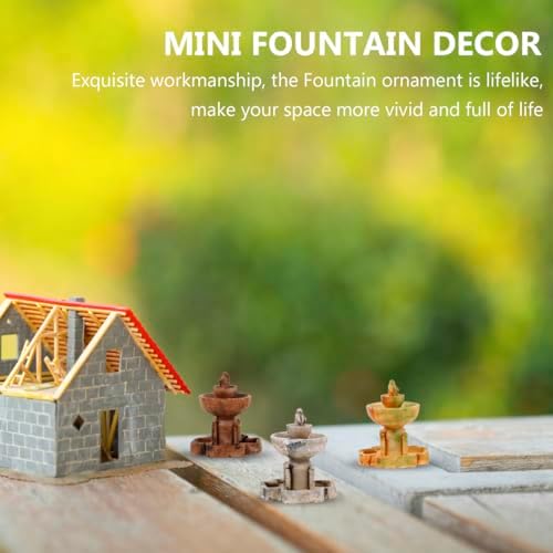 3pcs Miniature Resin Fountain Decor for Garden and Home